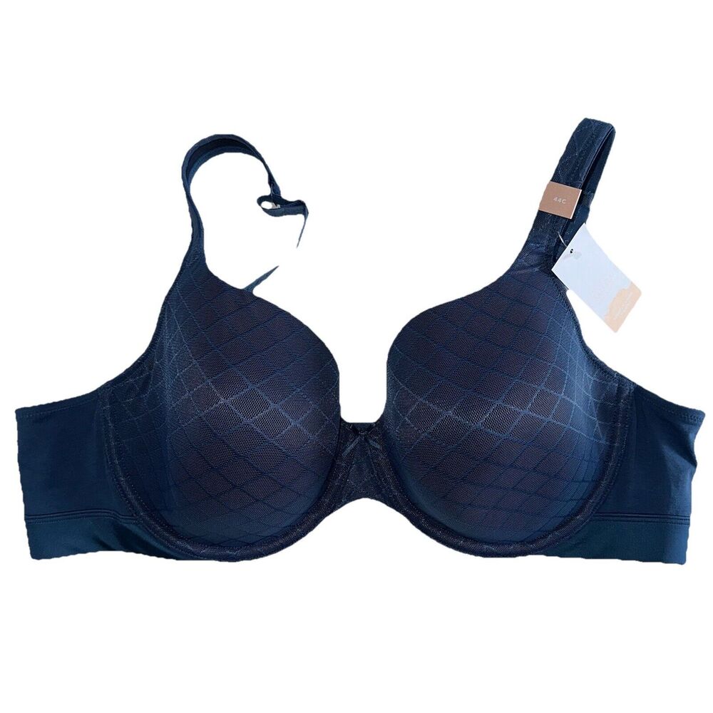Cacique Blue Lightly Lined T-Shirt Bra NWT Size 44C Underwire Diamond Pattern